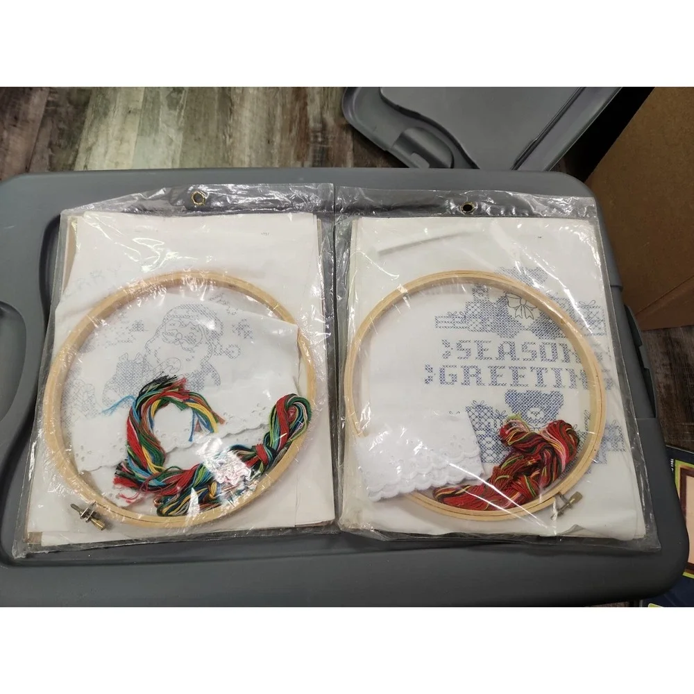 Vintage cross stitch 2  complete sets  Christmas  Seasons greetings New